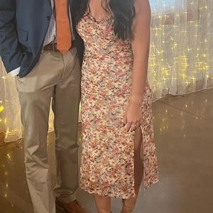 Floral Cowl Neck Midi Dress